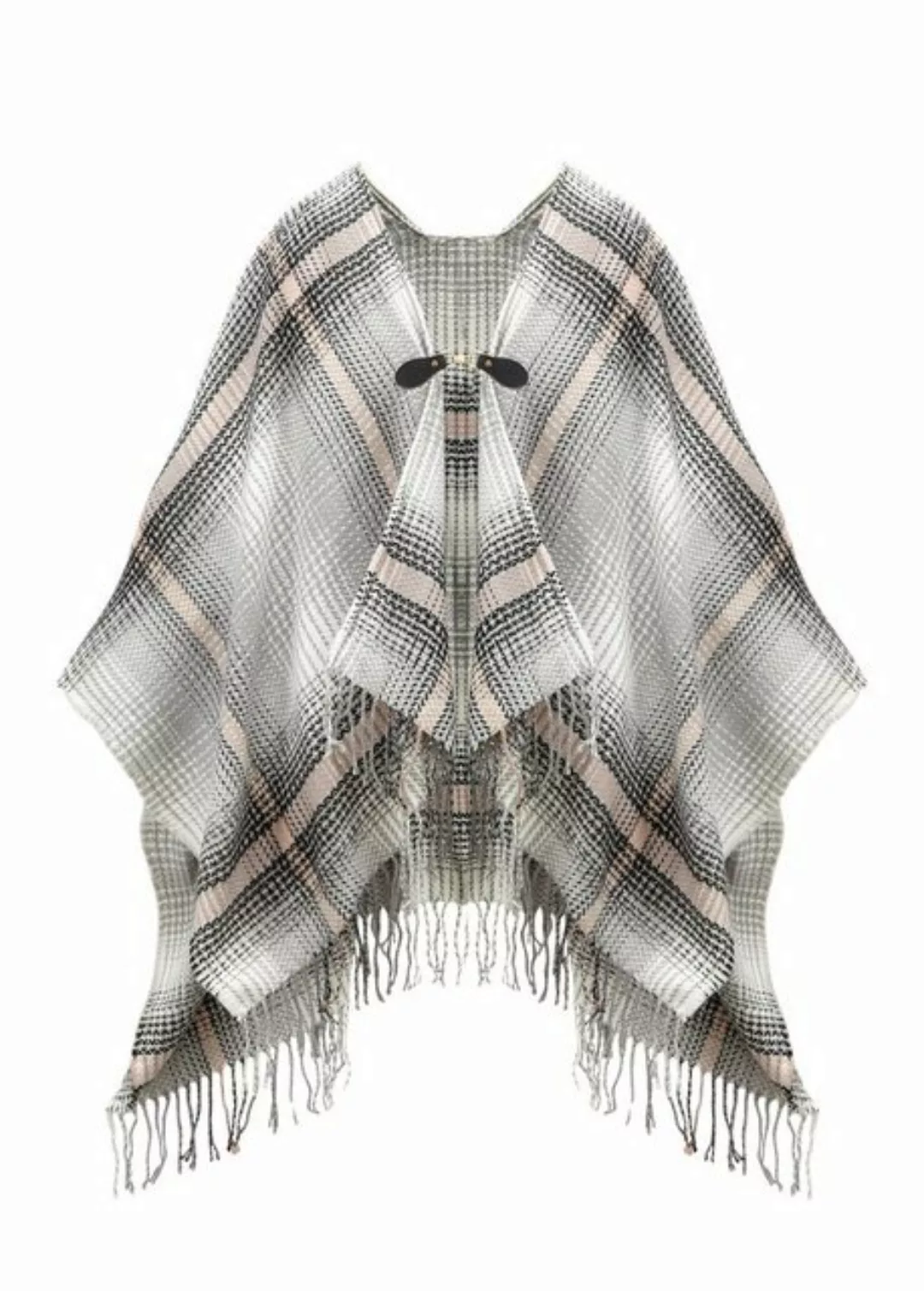 LASCANA Strickponcho Cape modisches Karo Muster & Schnalle, Karotuch, Ponch günstig online kaufen