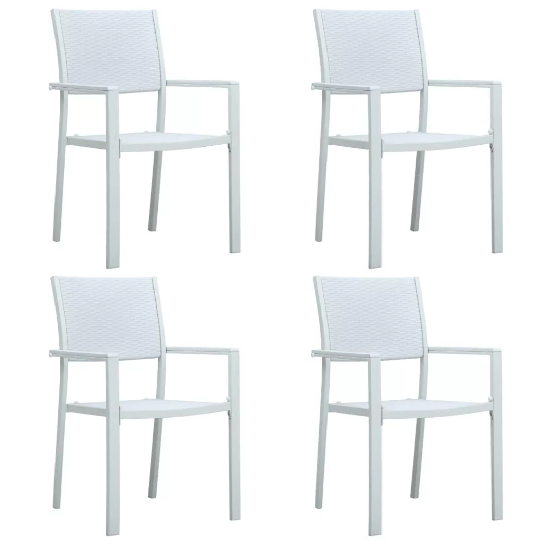 Gartenstühle 4 Stk. Weiß Kunststoff Rattan-optik günstig online kaufen
