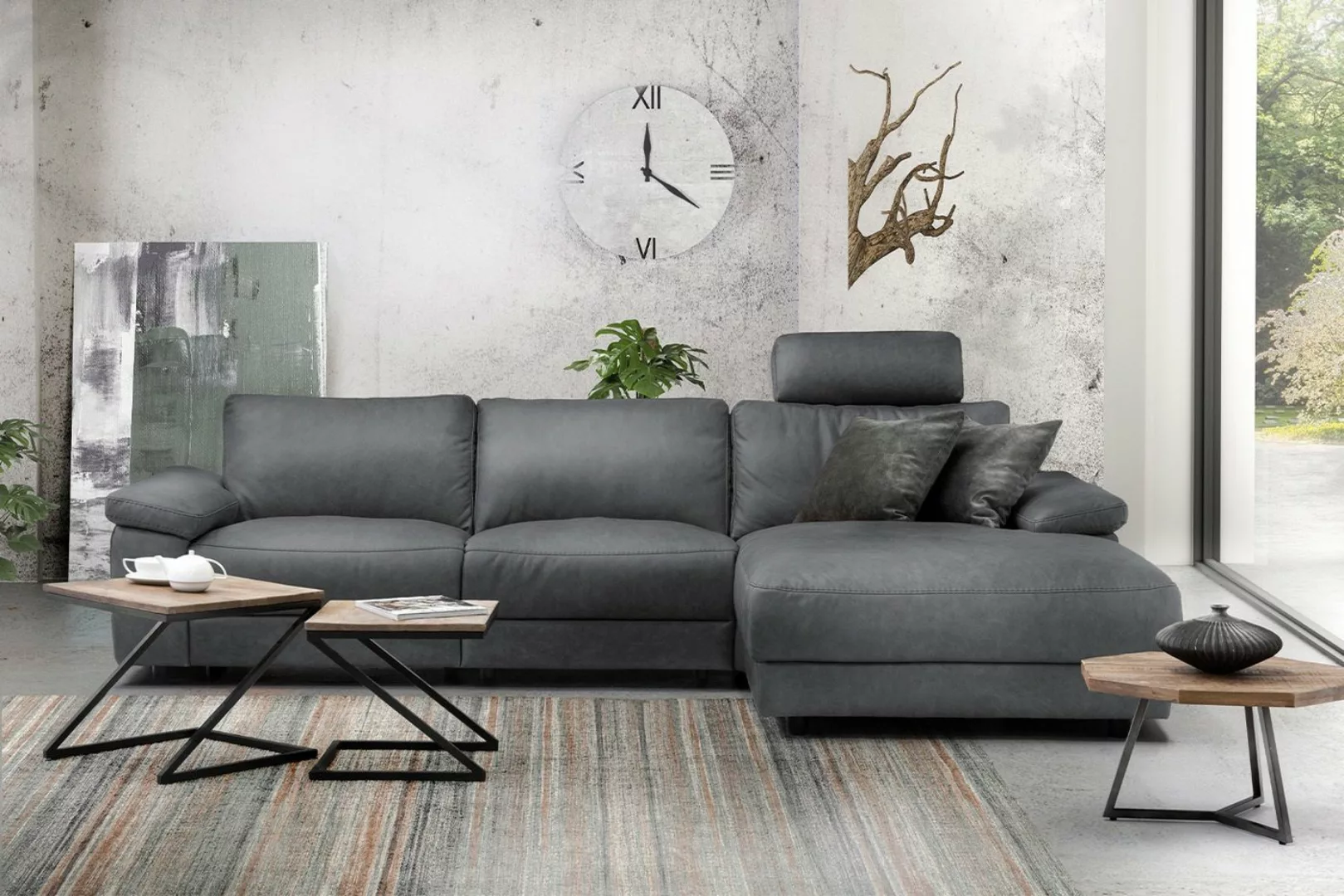 KAWOLA Ecksofa LOLA XL, Sofa Stoff od. Leder, Recamiere rechts od. links, v günstig online kaufen