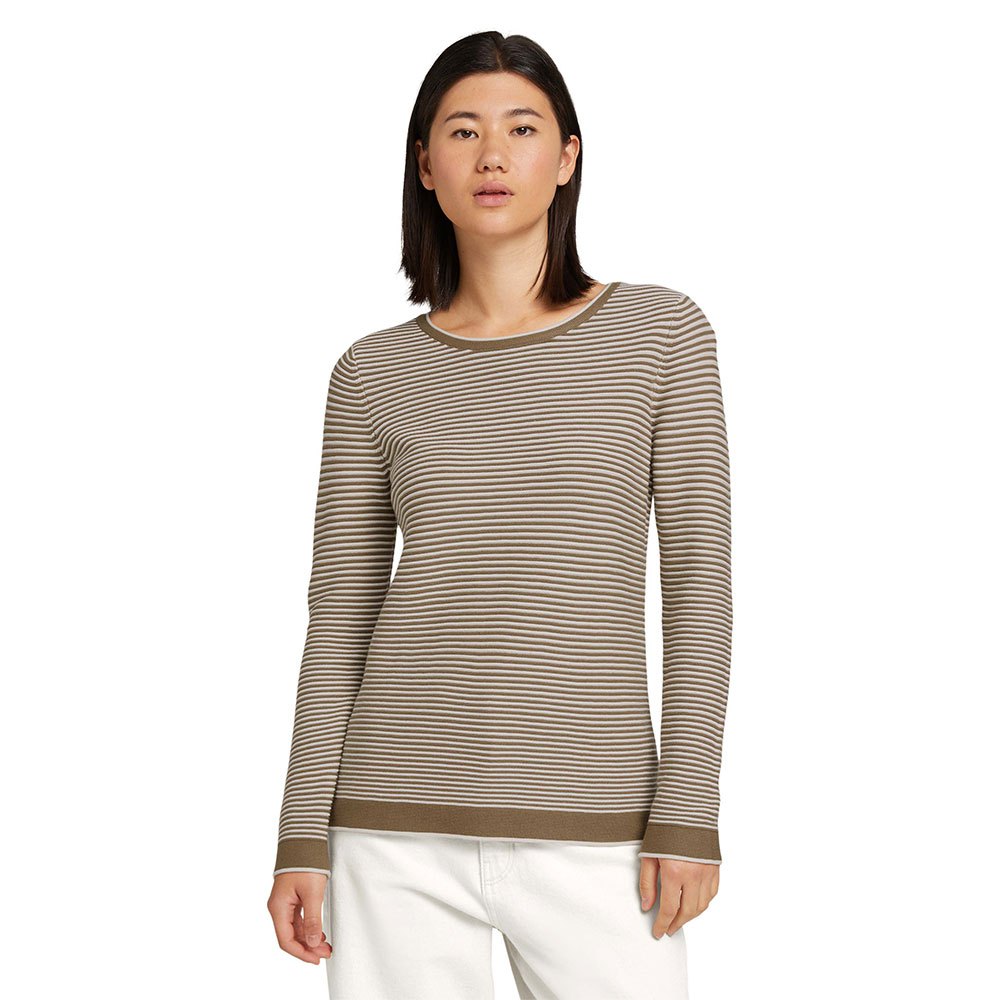 Tom Tailor Ottoman Pullover XS Offwhite Brown Ottoman Stripe günstig online kaufen