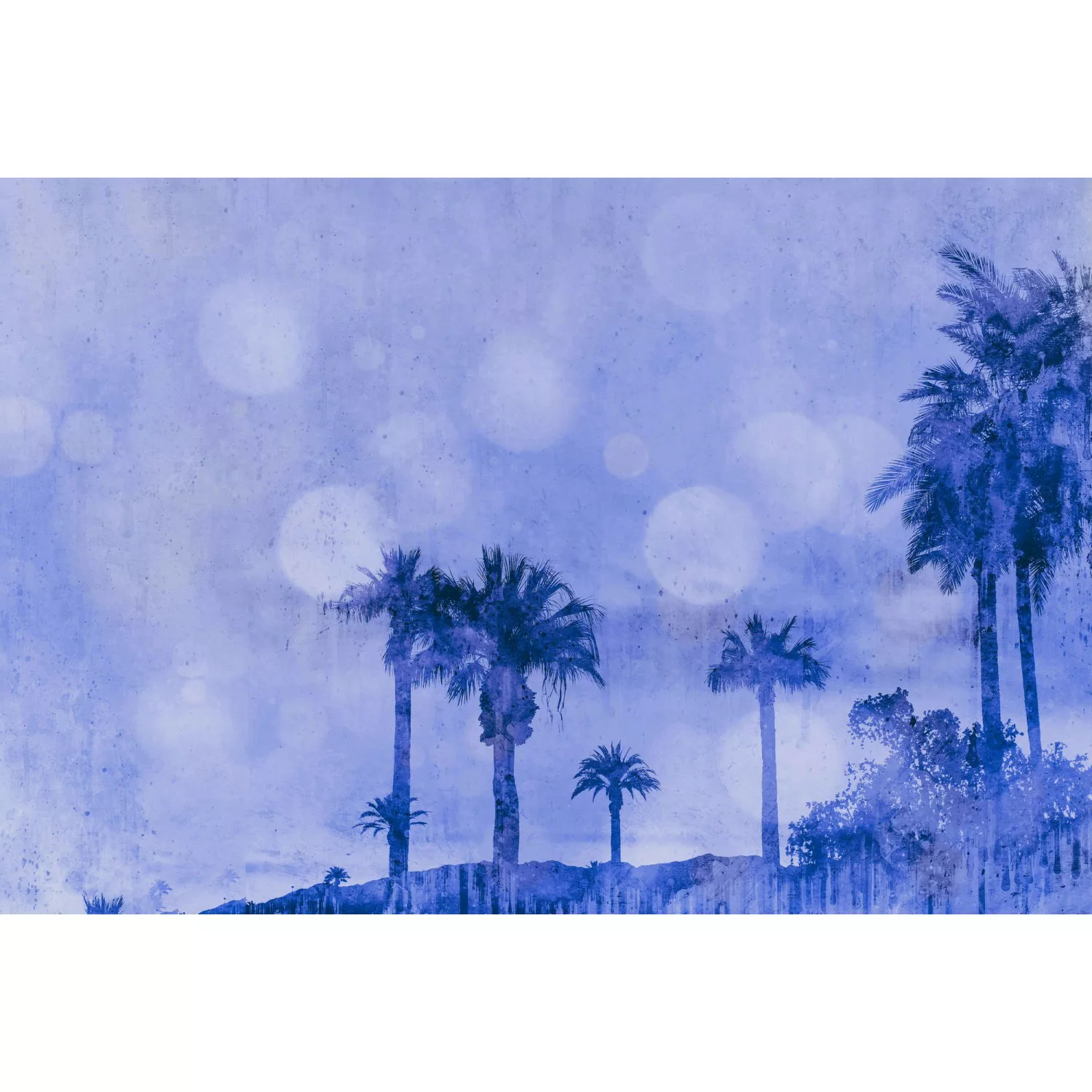 Fototapete Palmen Landschaft Blau 4,00 m x 2,70 m FSC® günstig online kaufen