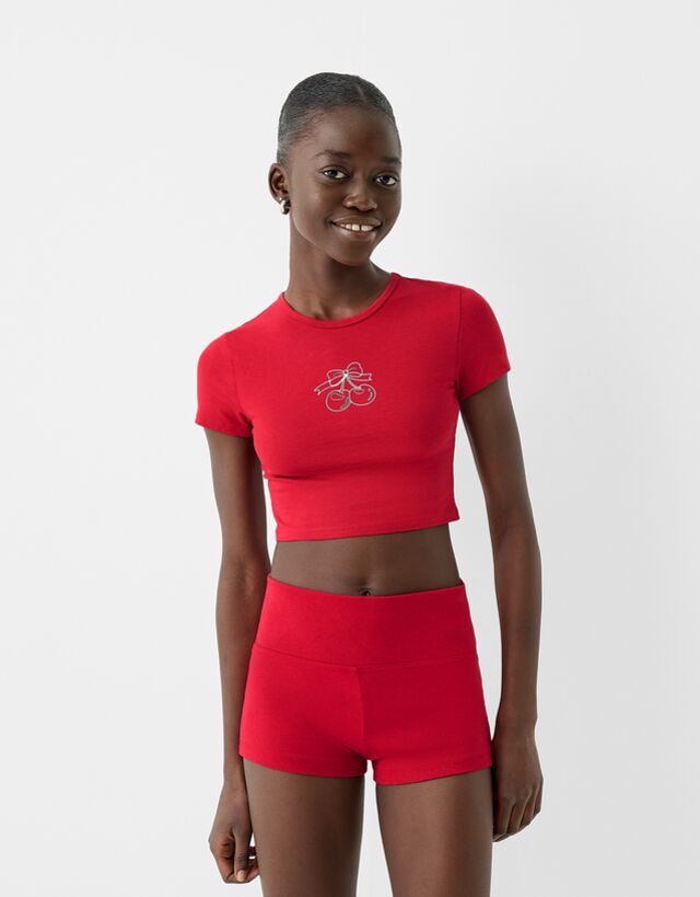 Bershka Mini-Shorts Damen Xs Rot günstig online kaufen