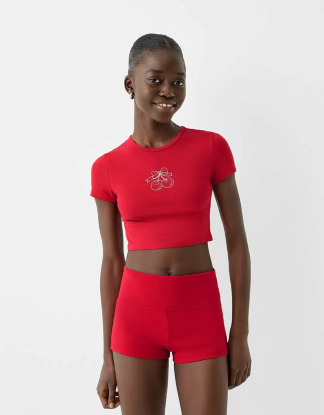 Bershka Mini-Shorts Damen L Rot günstig online kaufen