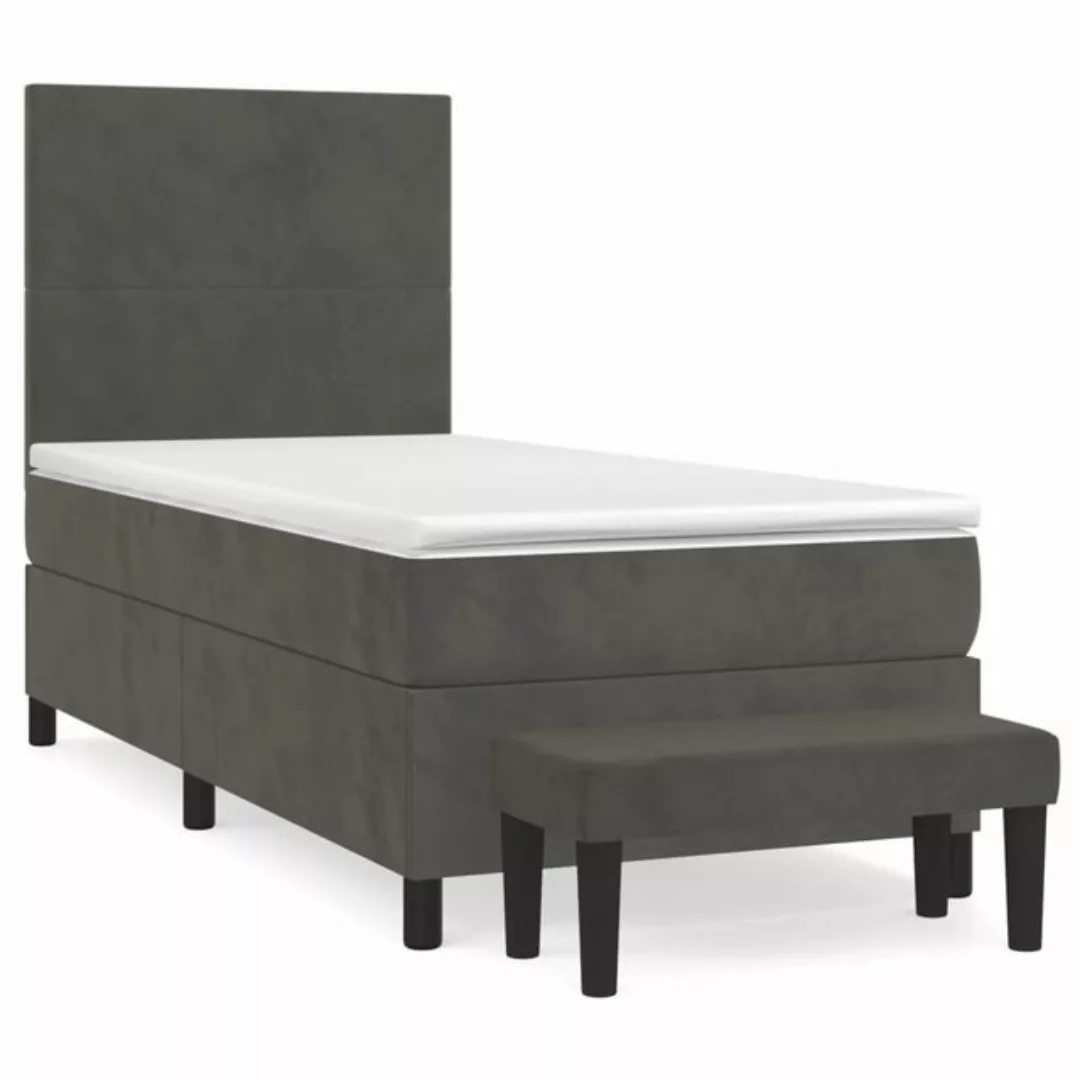 furnicato Bett Boxspringbett mit Matratze Dunkelgrau 80x200 cm Samt günstig online kaufen