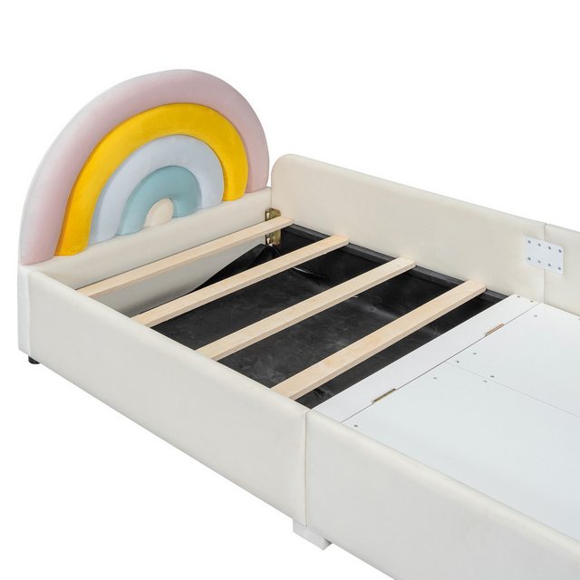 HAUSS SPLOE Kinderbett 90x200cm mit Kopfteil in Regenbogenform, Lattenrost günstig online kaufen