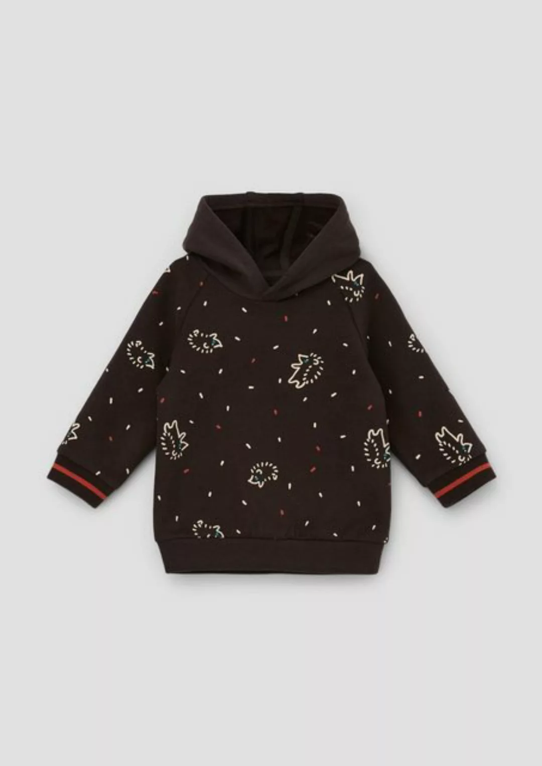 s.Oliver Sweatshirt Kapuzensweatshirt mit Allover-Print Kontrast-Details günstig online kaufen
