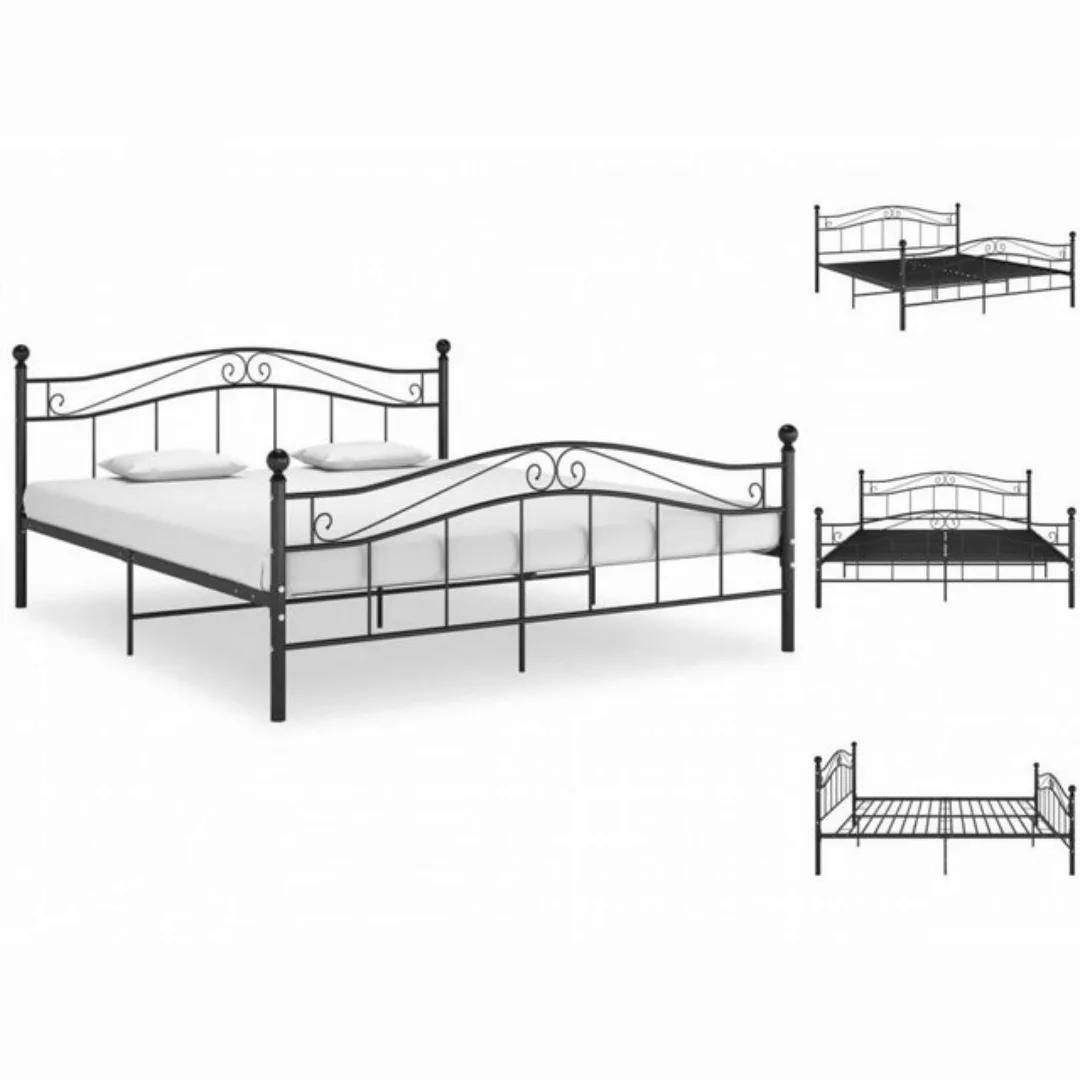 vidaXL Bettgestell Bett Schwarz Metall 200x200 cm Bettrahmen Bettgestell günstig online kaufen