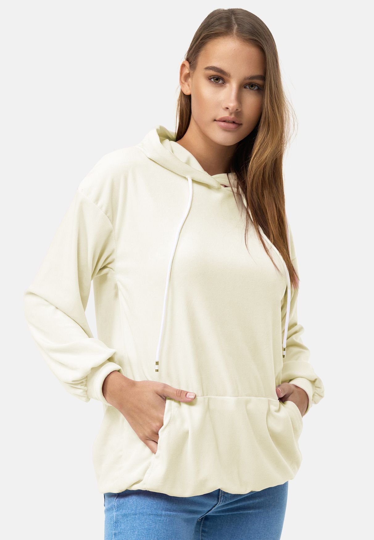 enflame Hoodie Langer Kapuzen Oversized Velours günstig online kaufen