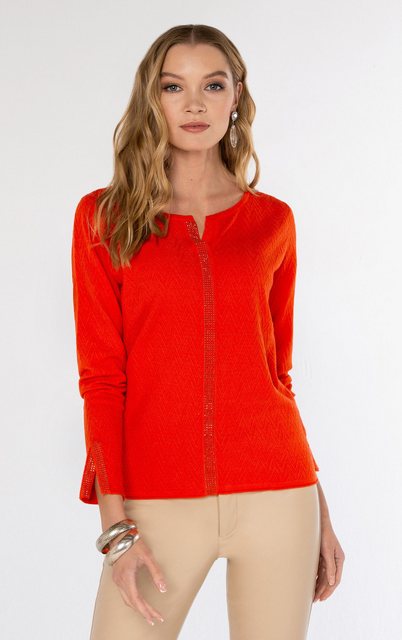 Passioni Strickpullover in leuchtendem Orange, mit Zick-Zack-Strickmuster günstig online kaufen