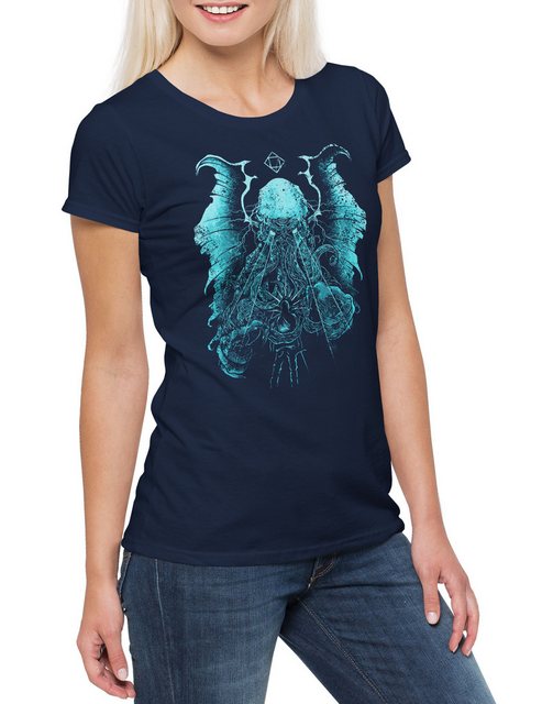 Urban Backwoods Print-Shirt Lightning Cthulhu Damen T-Shirt Horror Arkham H günstig online kaufen