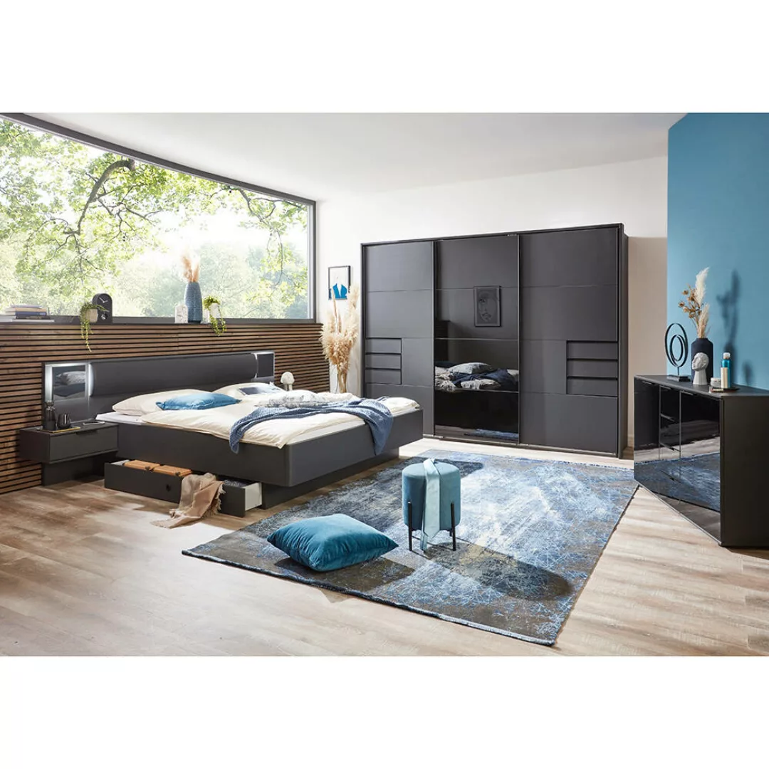 Schlafzimmer Set BRIXEN-43 mit Bett 180x200cm inkl. Nachtkommode in graphit günstig online kaufen