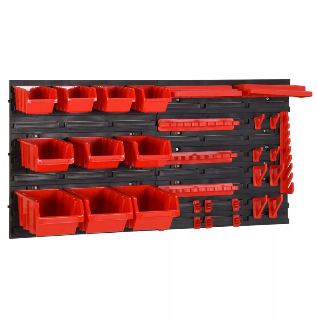 Vidaxl 35-tlg Stapelboxen-wandregal Rot & Schwarz 77x39cm Polypropylen günstig online kaufen