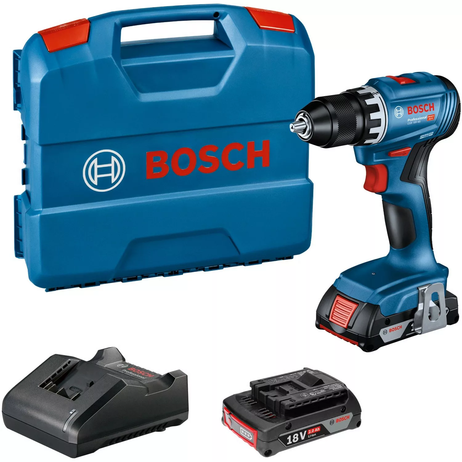 Bosch Professional Akku-Bohrschrauber GSR 18V-45 mit 2 x 2.0 Ah & GAL in L- günstig online kaufen