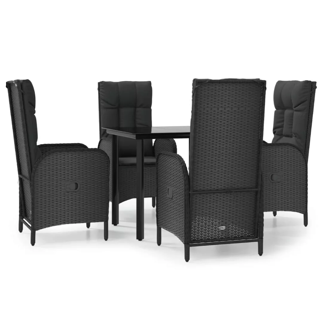 Vidaxl 5-tlg. Garten-lounge-set Mit Kissen Schwarz Poly Rattan günstig online kaufen