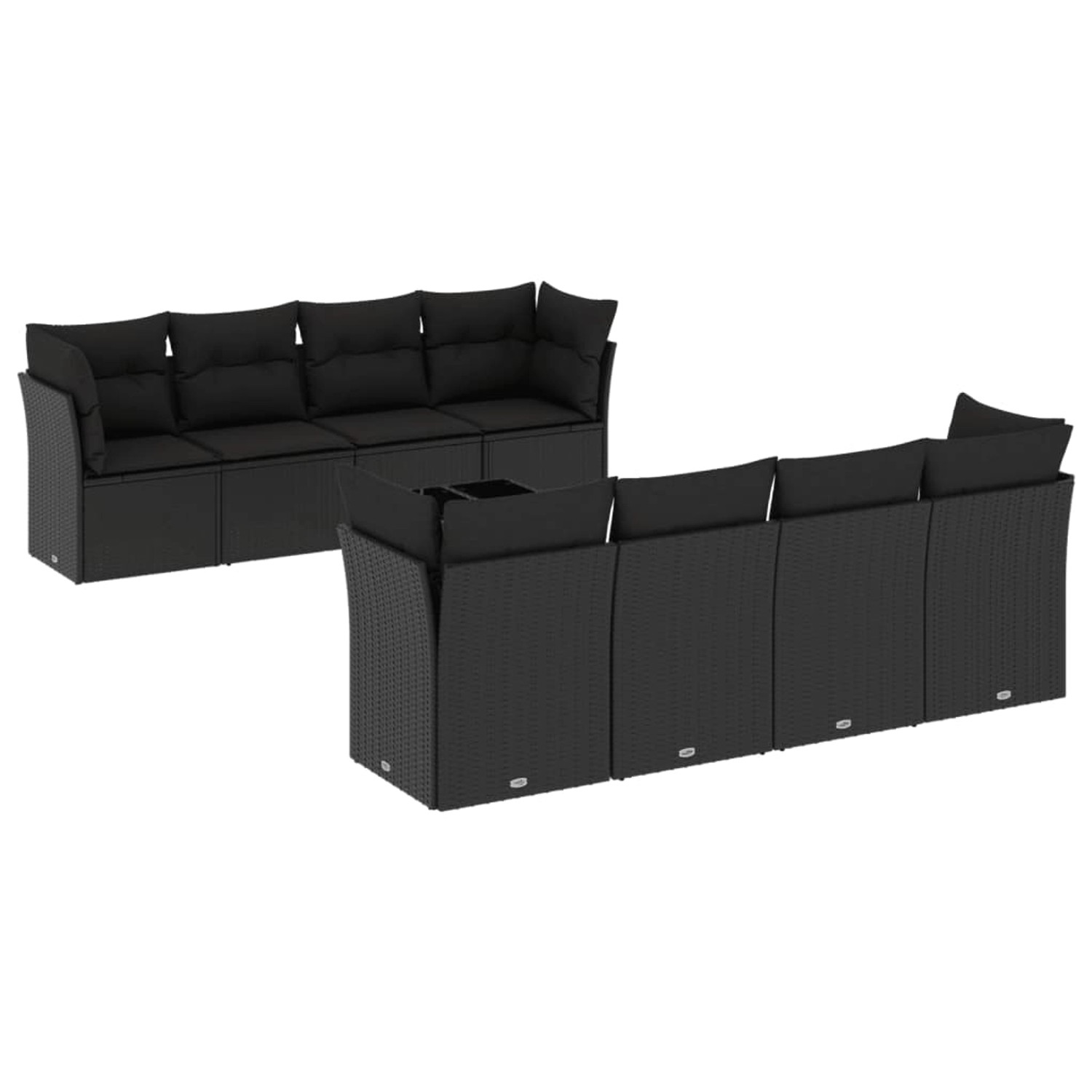 vidaXL 9-tlg Garten-Sofagarnitur mit Kissen Schwarz Poly Rattan Modell 5 günstig online kaufen