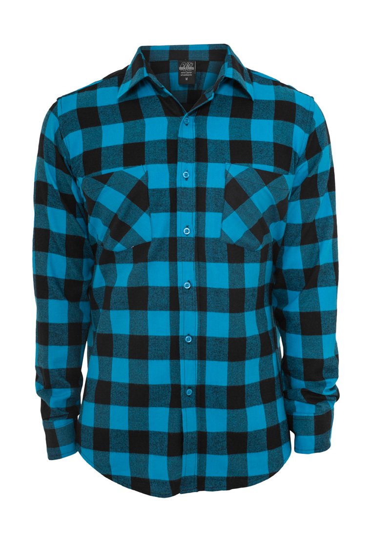 Urban Classics Checked Flanell Shirt TB297 Black Turquoise günstig online kaufen