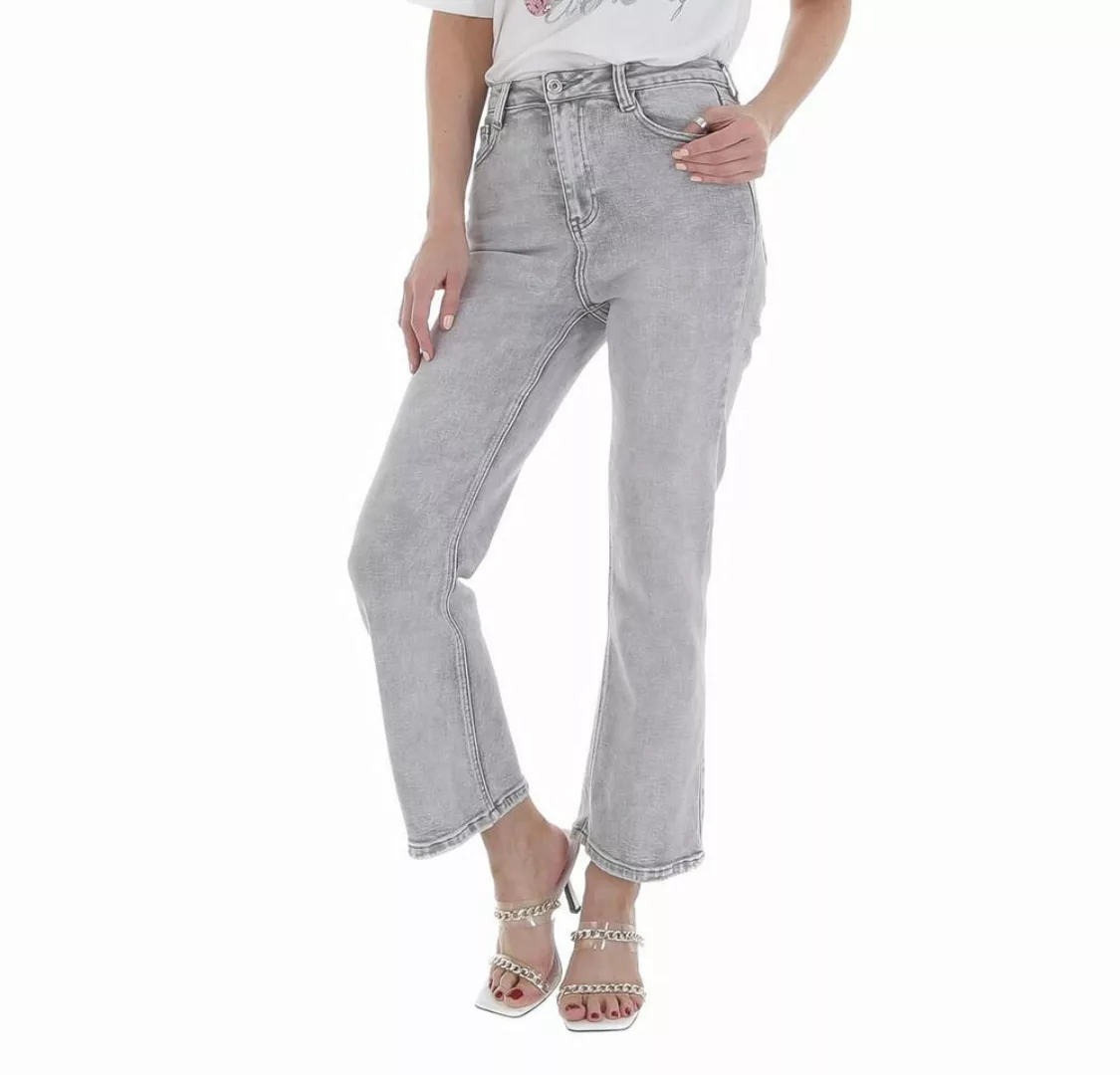 Ital-Design High-waist-Jeans Damen Freizeit Stretch Bootcut Jeans in Hellgr günstig online kaufen