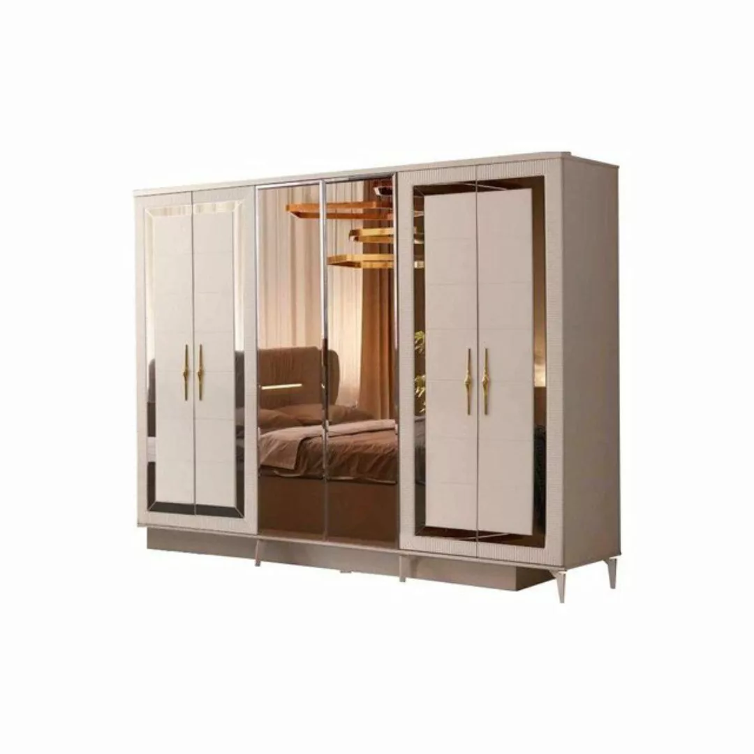 JVmoebel Kleiderschrank Rechteckig Kleiderschrank Modern Design Beige Gold günstig online kaufen