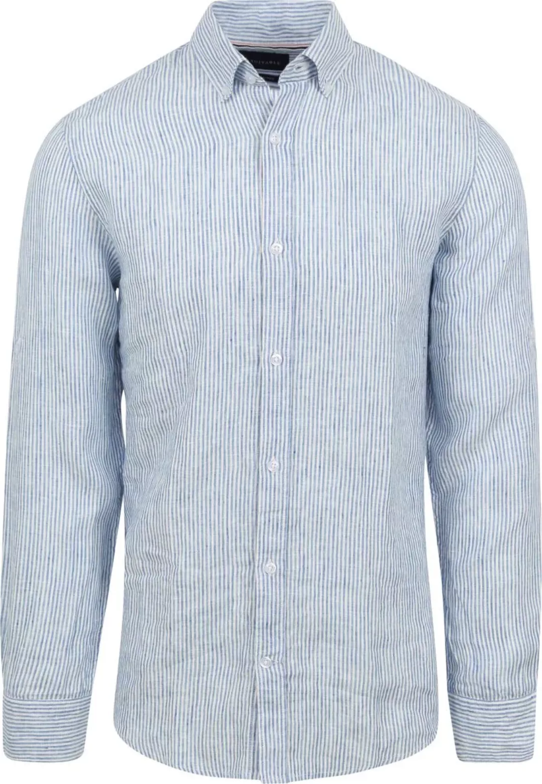 Suitable Hemd Leinen Streifen Hellblau - Größe XL günstig online kaufen