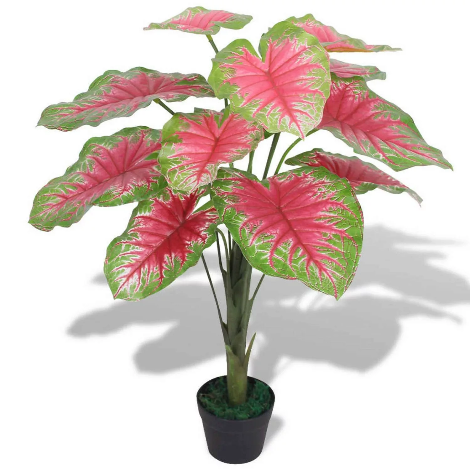 furnicato Künstliche Caladium Pflanze mit Topf 85 cm Rot und Grün günstig online kaufen