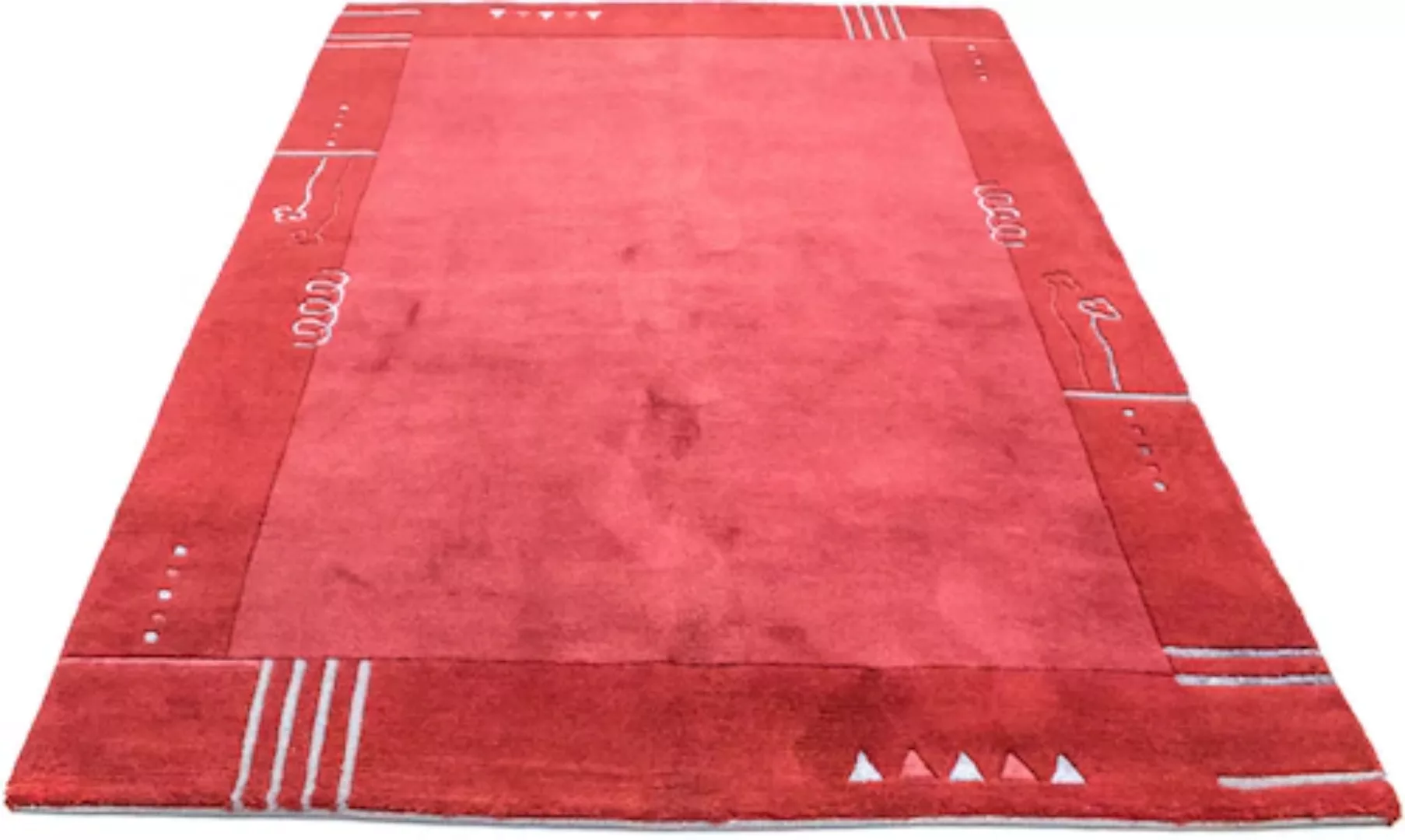 morgenland Wollteppich »Nepal Teppich handgeknüpft rot«, rechteckig, handge günstig online kaufen