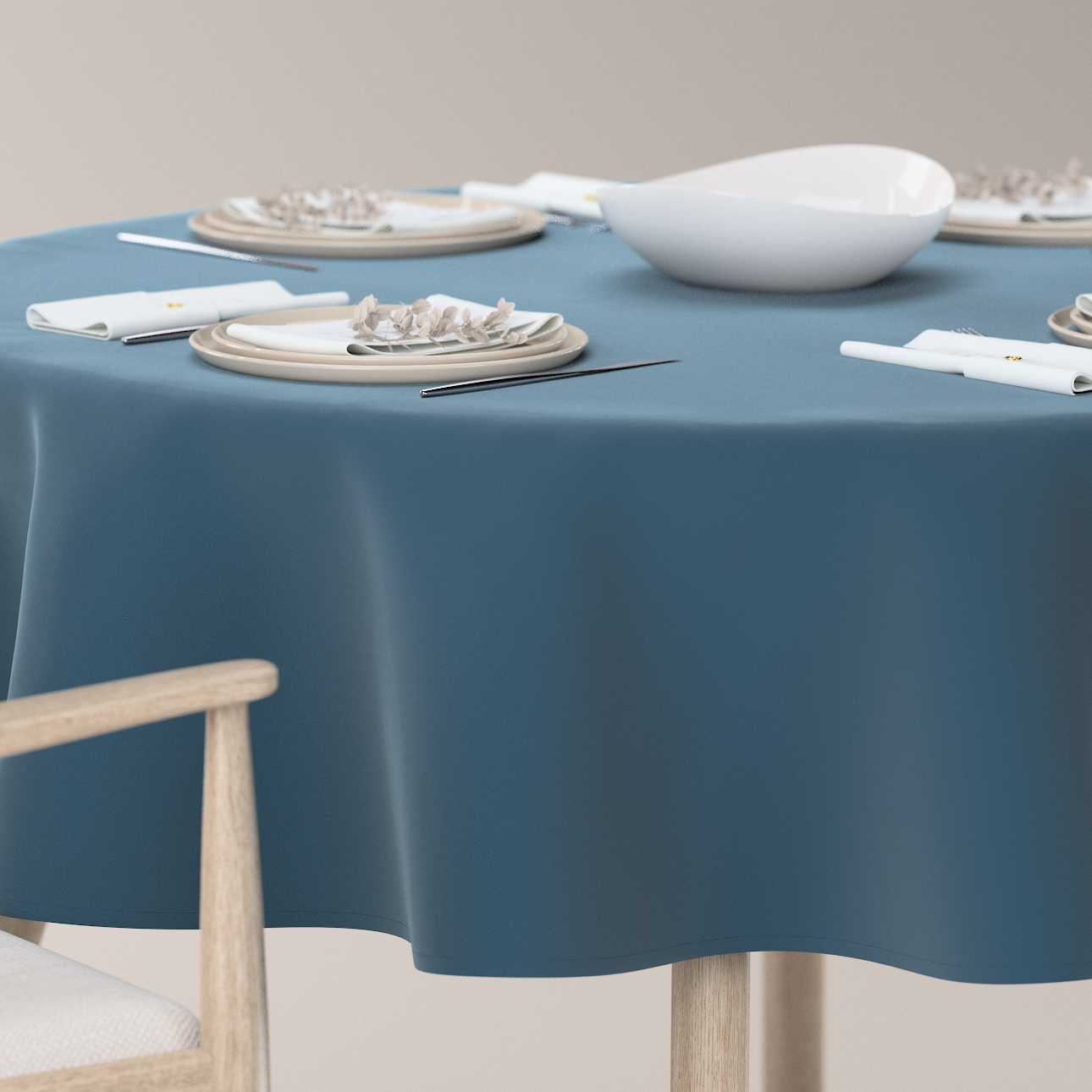 Runde Tischdecke, blau, Velvet (704-16) günstig online kaufen