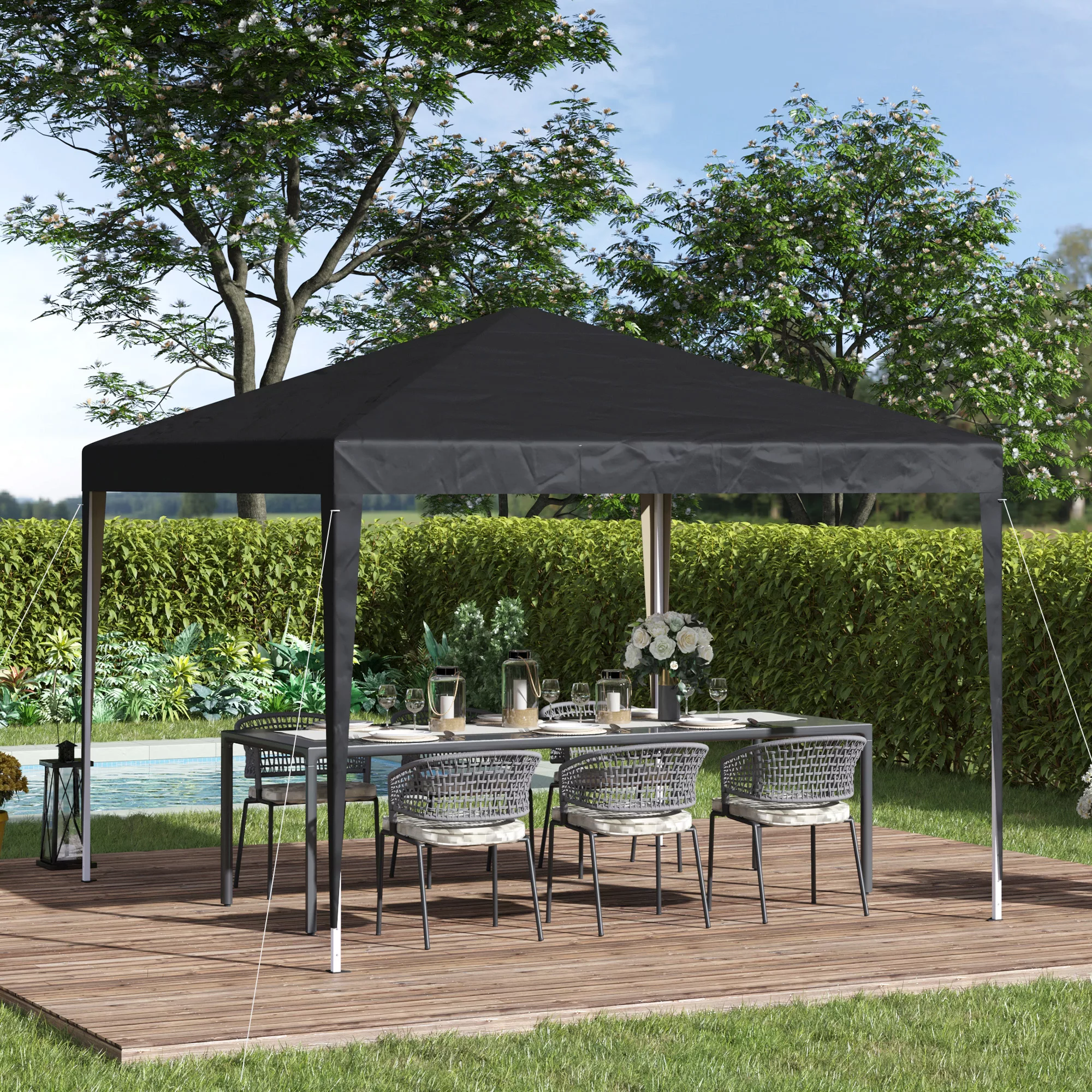Outsunny Pavillon ca. 3x3m, wasserabweisend Stabil Winterfest Pop-up Faltpa günstig online kaufen