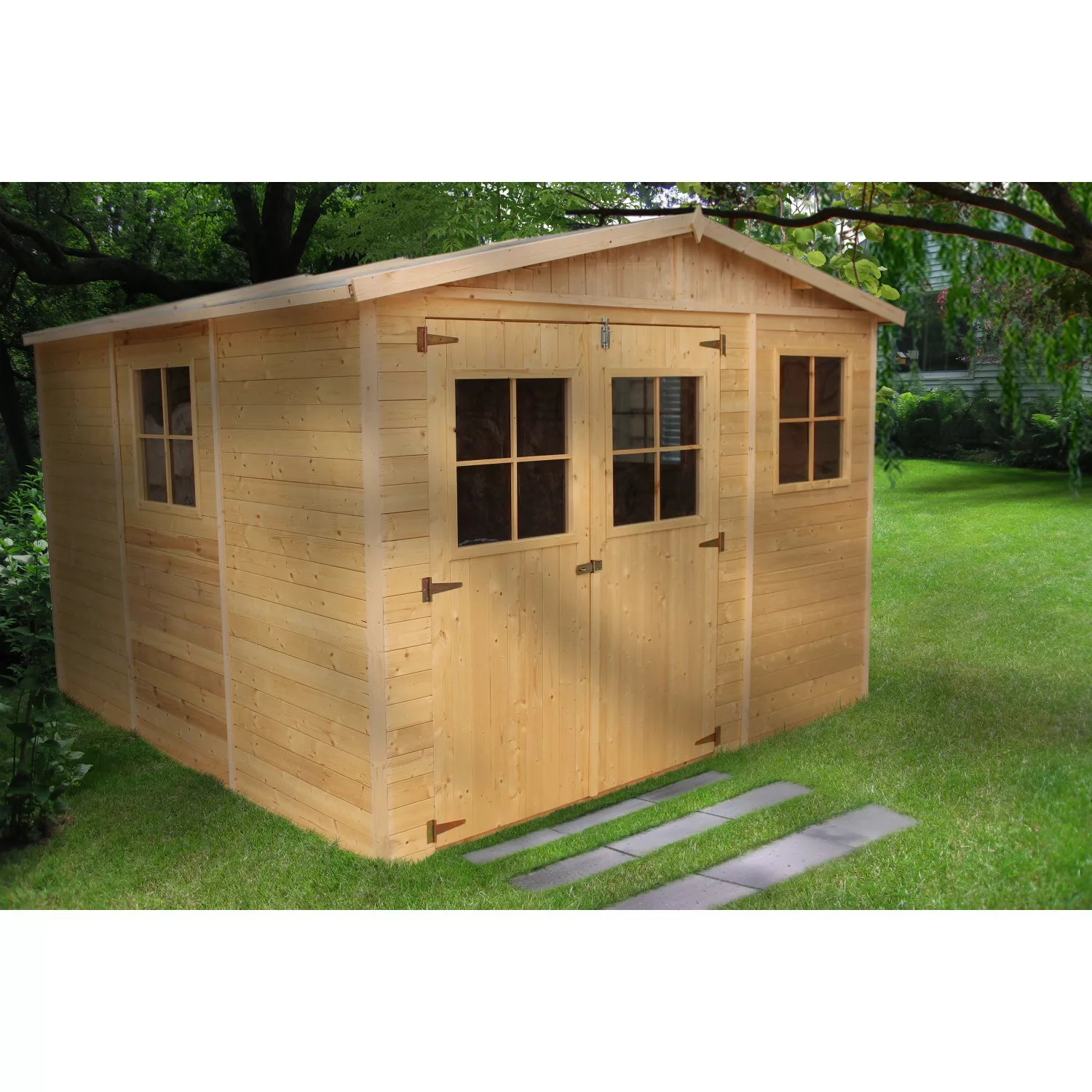 Timbela Gartenhaus Holz M335 9 m² mit Fenstern ohne Boden günstig online kaufen