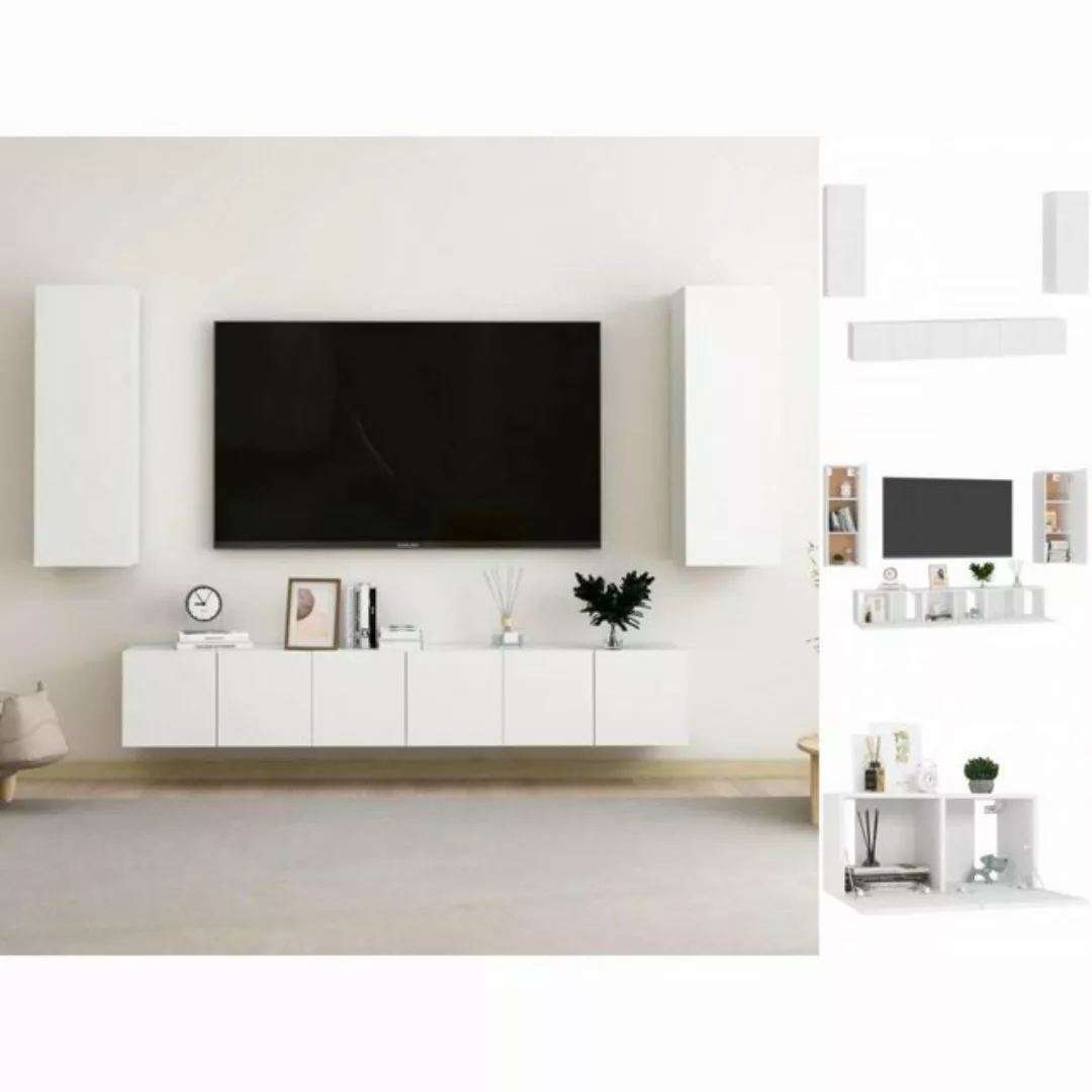 vidaXL TV-Schrank 5-tlg TV-Schrank-Set Weiß Spanplatte günstig online kaufen