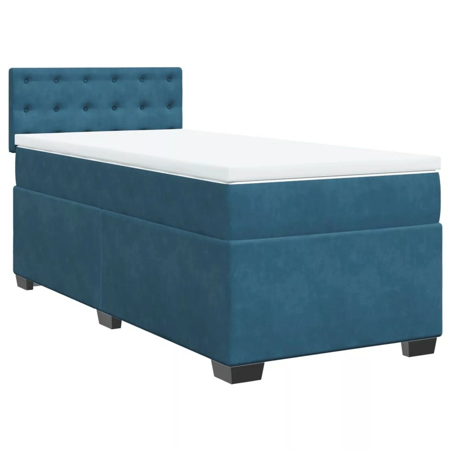 vidaXL Boxspringbett, Boxspringbett mit Matratze Blau 80x200 cm Samt günstig online kaufen