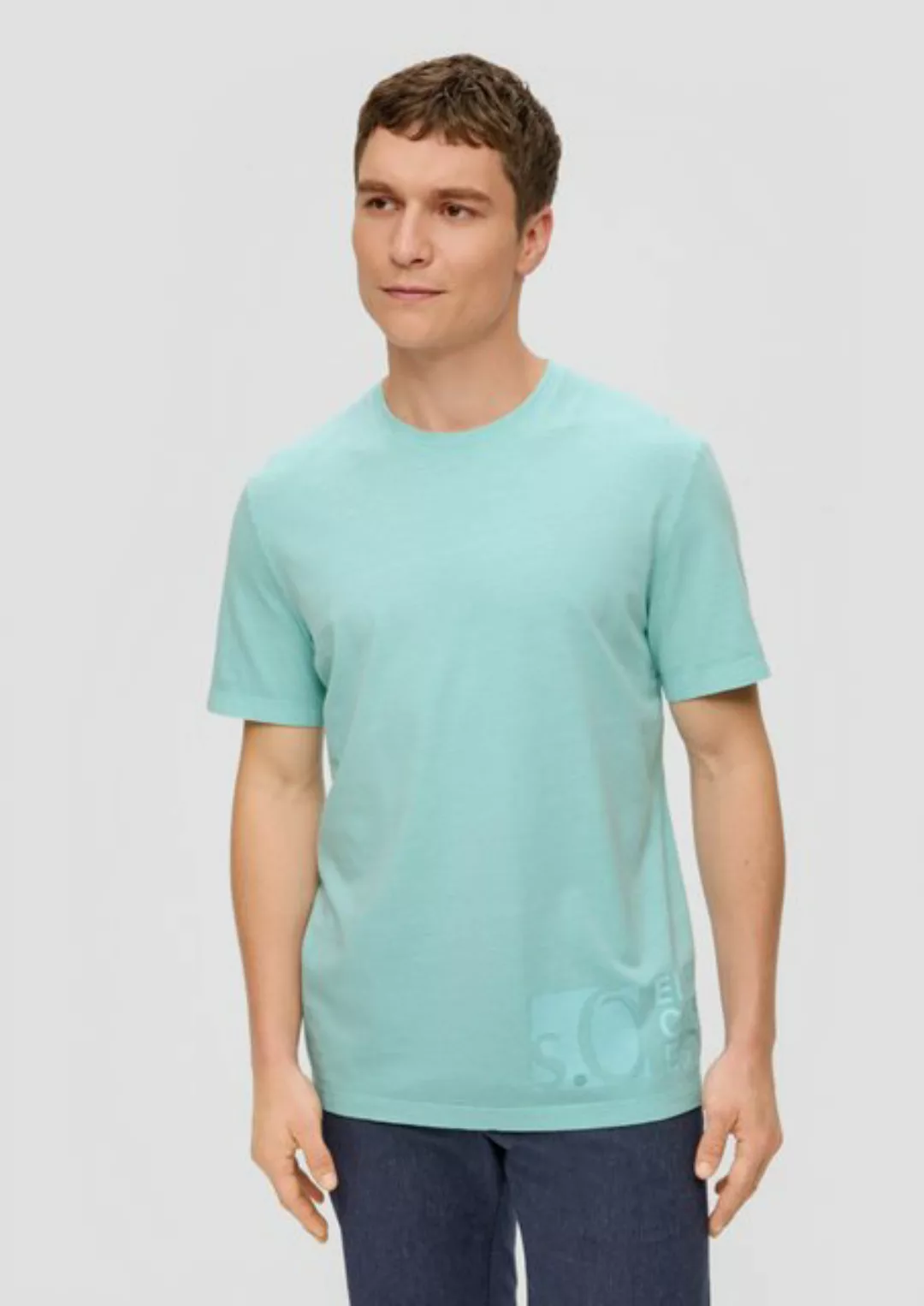 s.Oliver Kurzarmshirt T-Shirt mit Label-Print Garment Dye günstig online kaufen