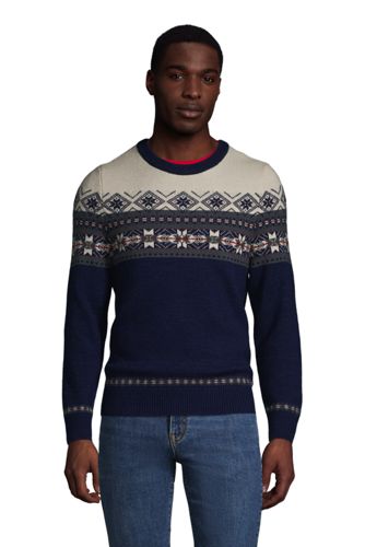 Fair Isle Pullover mit Rundhalsausschnitt, Herren, Größe: XXL Normal, Blau, günstig online kaufen