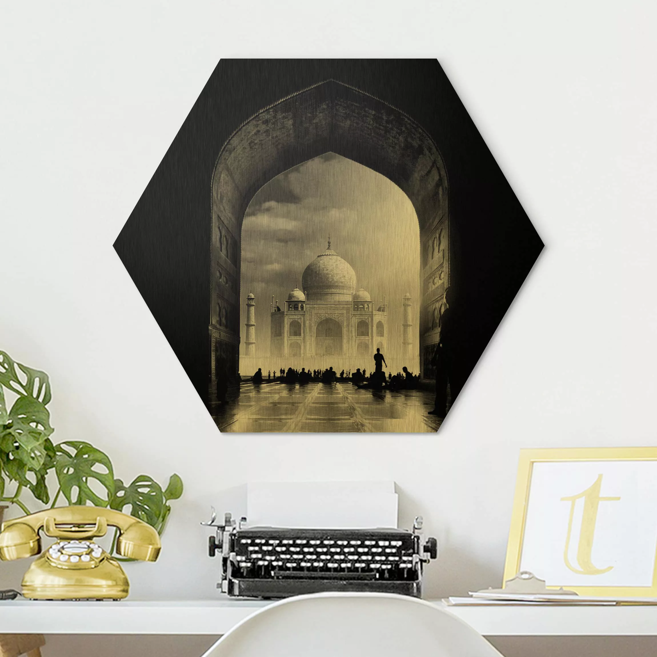 Hexagon-Alu-Dibond Bild Architektur & Skyline Das Tor zum Taj Mahal günstig online kaufen