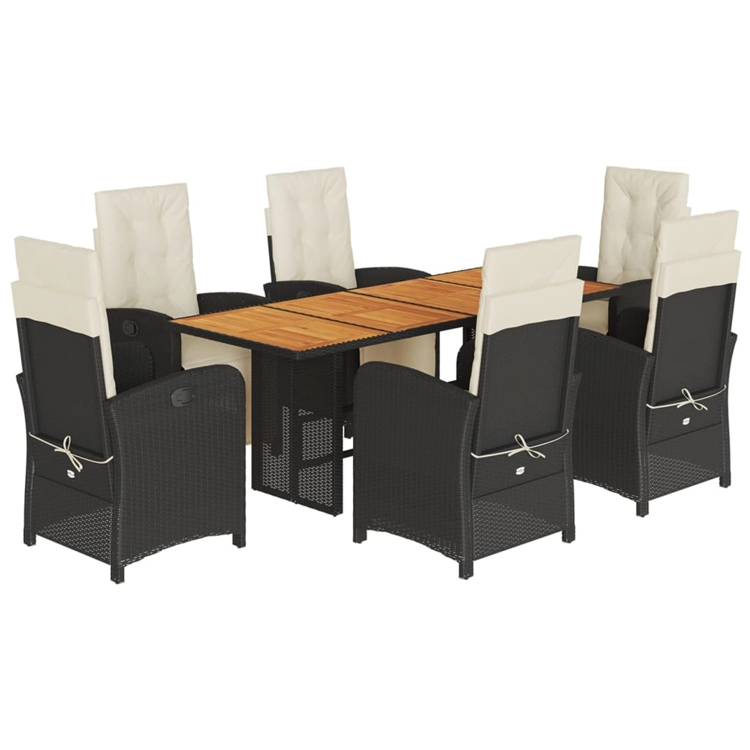 vidaXL 7-Tlg Garten-Essgruppe mit Kissen Schwarz Poly Rattan 3212502 günstig online kaufen