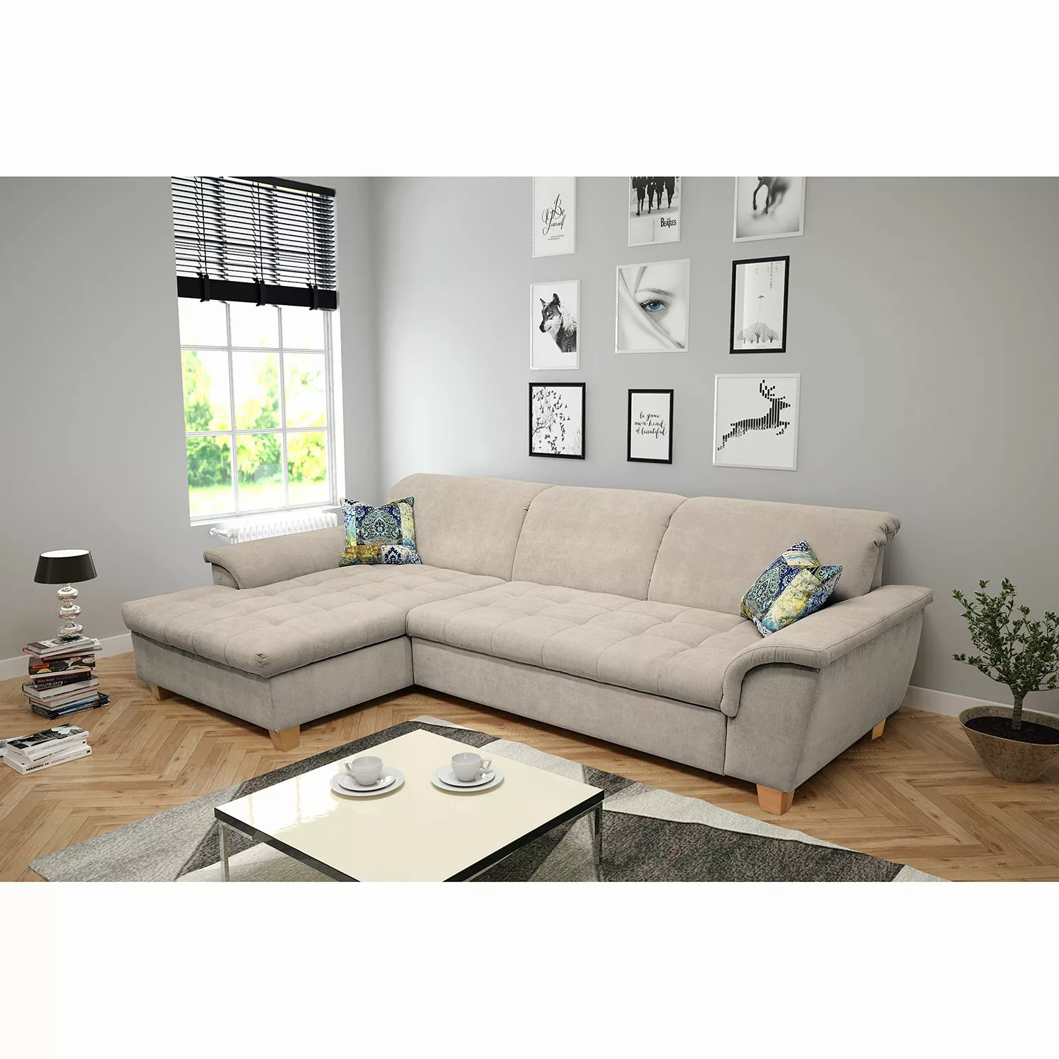 home24 Ars Natura Ecksofa Charlo 2-Sitzer Cappuccino Microfaser 279x81x164 günstig online kaufen