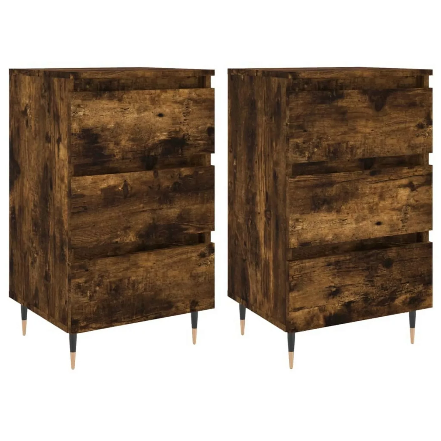 vidaXL Nachttische 2 Stk Räuchereiche 40x35x69 cm Holzwerkstoff Modell 3 günstig online kaufen