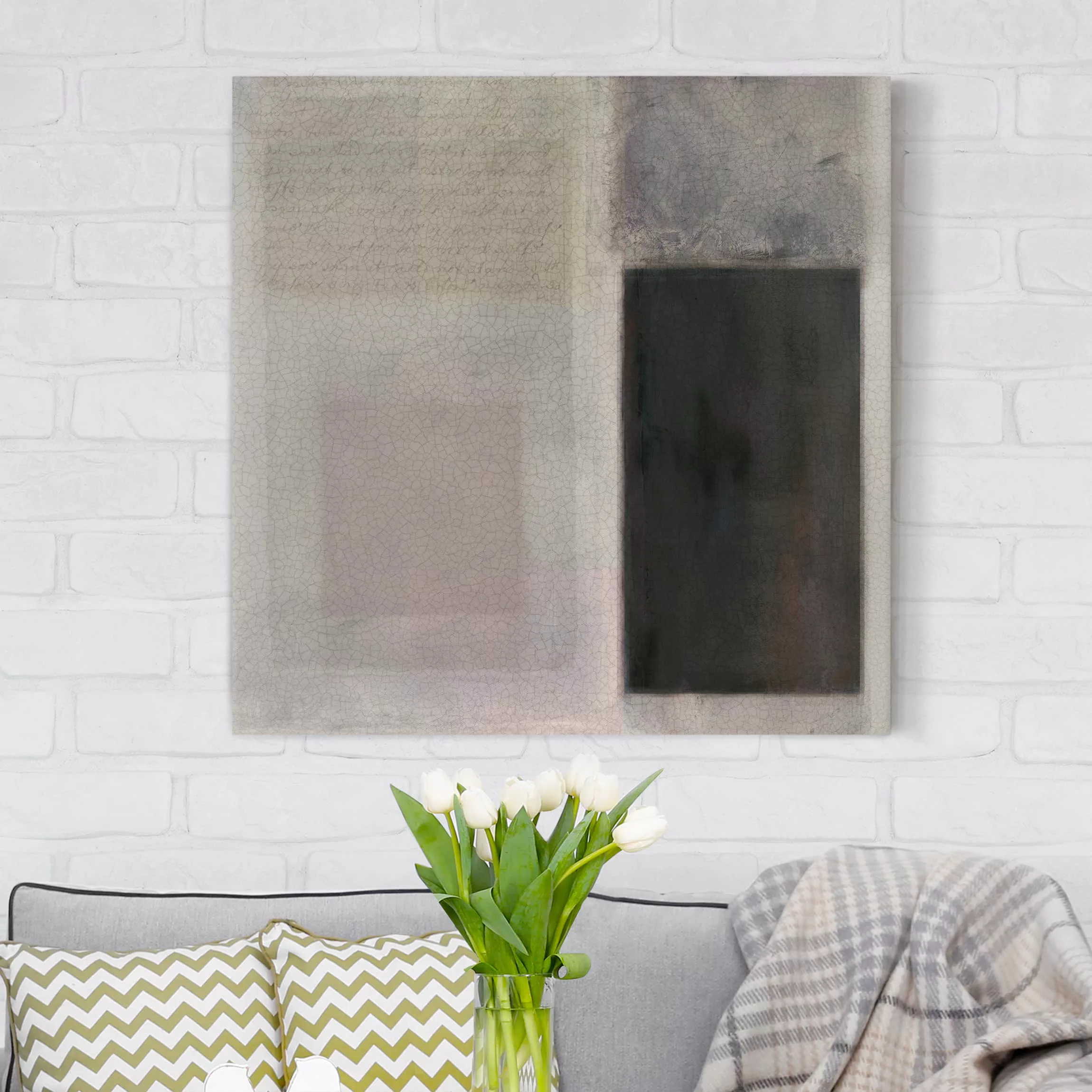 Leinwandbild Abstrakt - Quadrat Gedämpfte Schattierungen I günstig online kaufen