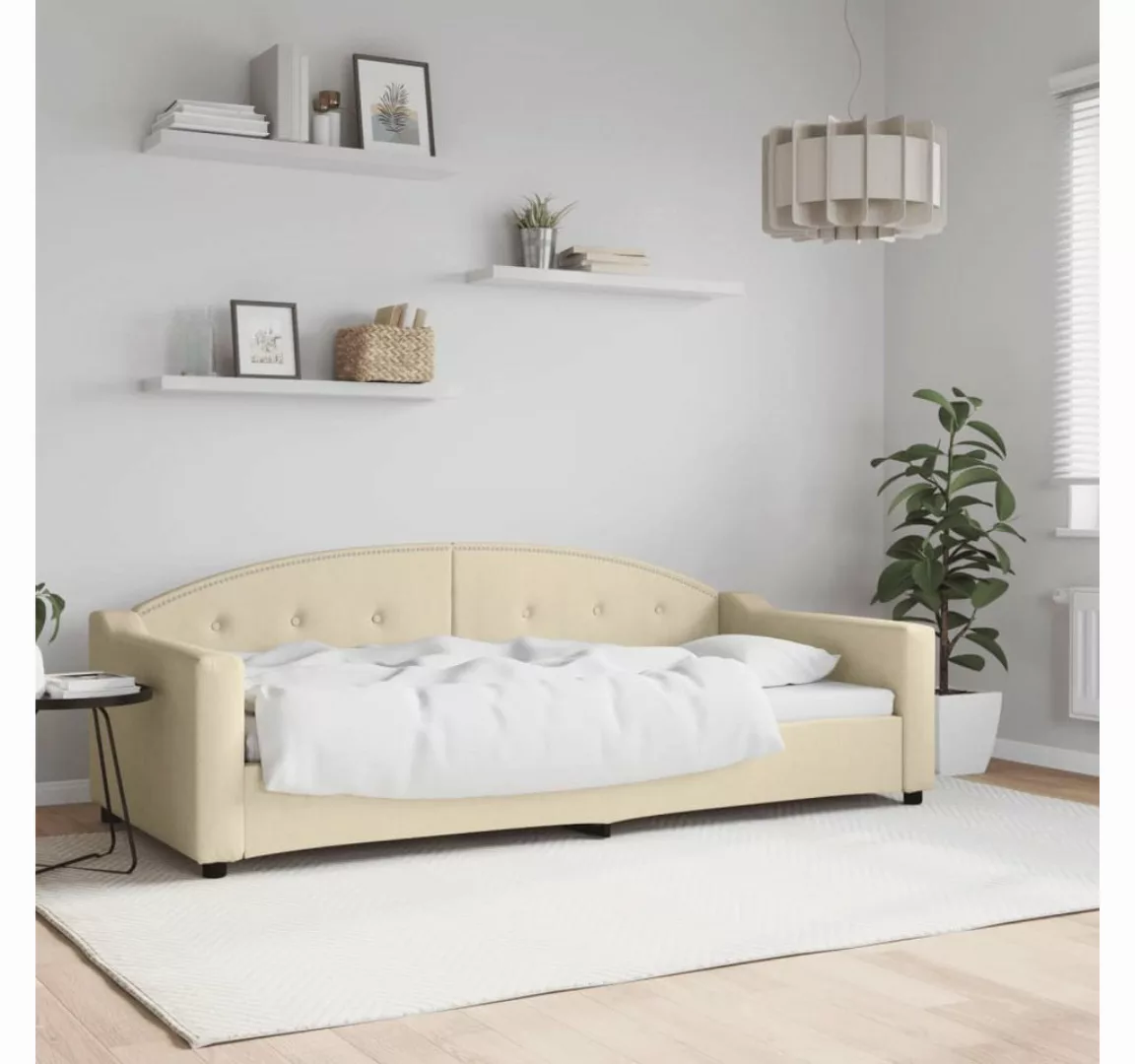 vidaXL Gästebett Tagesbett Creme 90x200 cm Stoff Gästebett Schlafsofa Beige günstig online kaufen