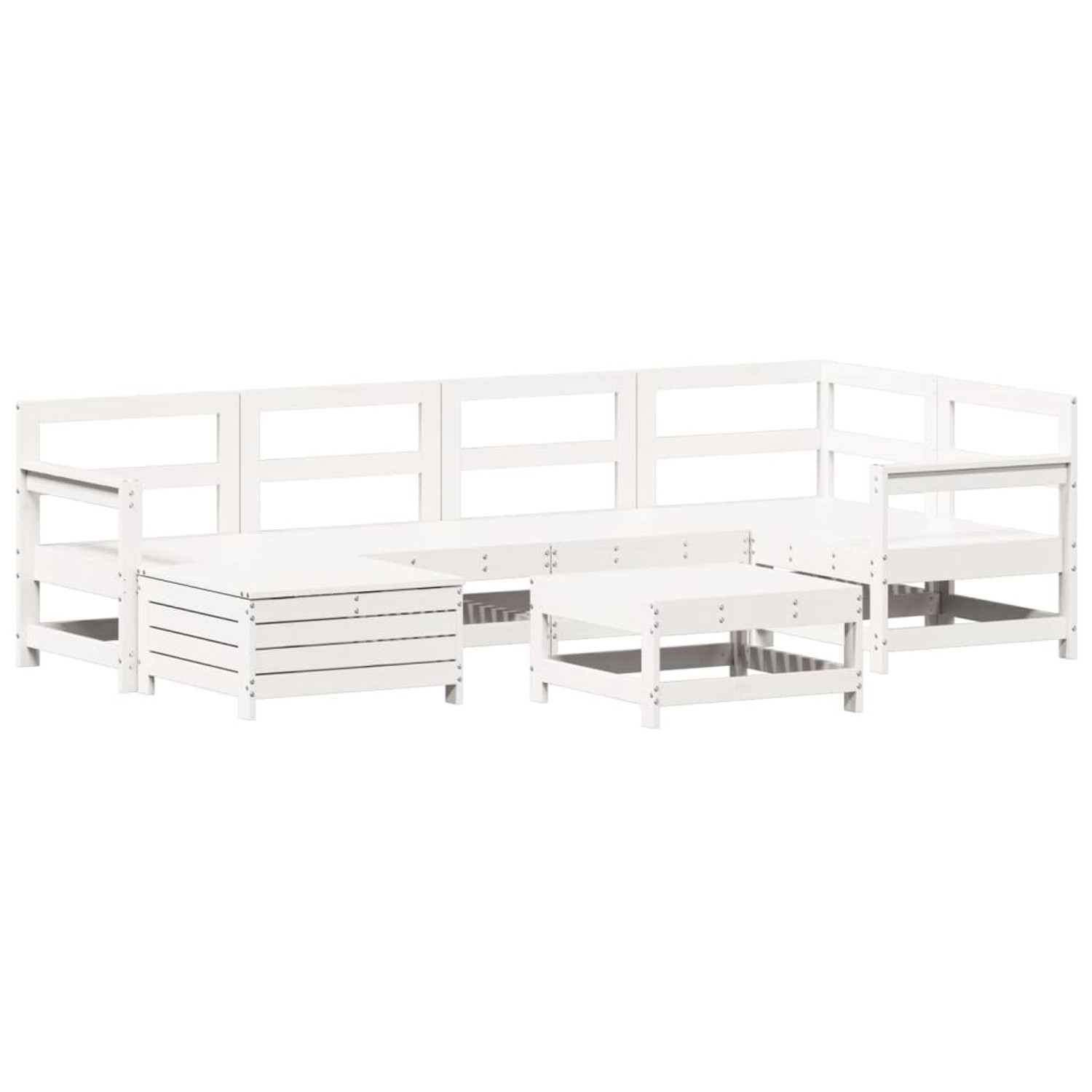 vidaXL 7-Tlg Garten-Sofagarnitur Weiß Massivholz Kiefer 3250933 günstig online kaufen