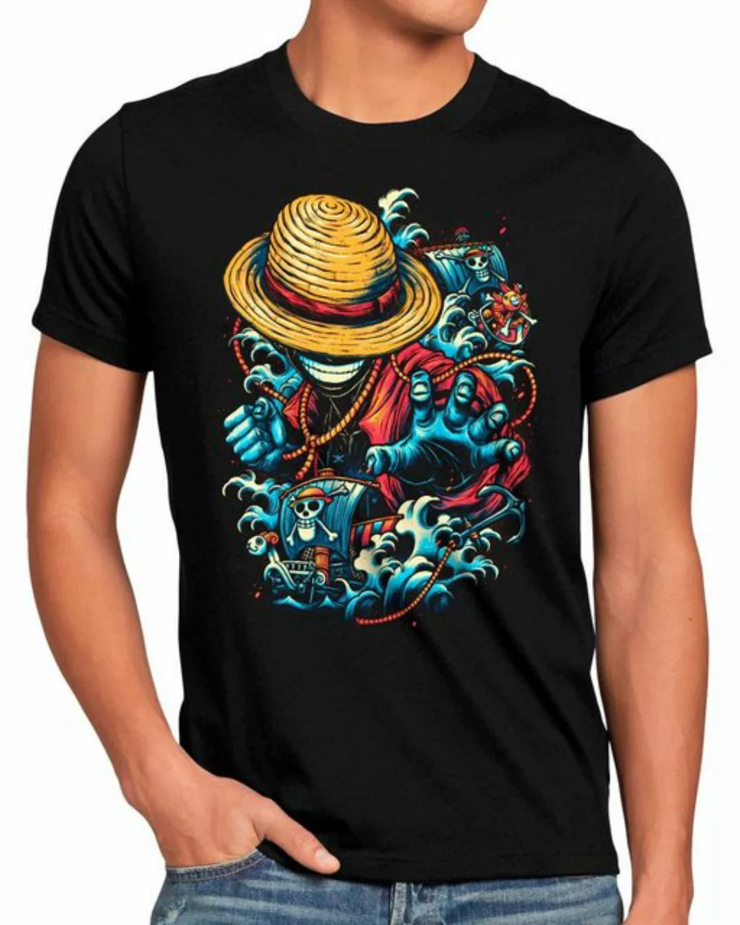 style3 Print-Shirt Herren T-Shirt Pirate in Action japan anime luffy manga günstig online kaufen
