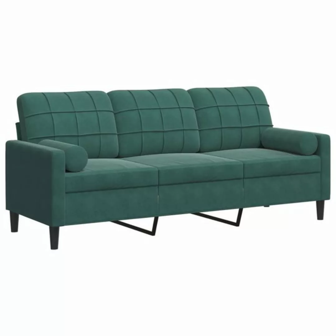 vidaXL Sofa 3-Sitzer-Sofa mit Zierkissen Dunkelgrün 180 cm Samt günstig online kaufen