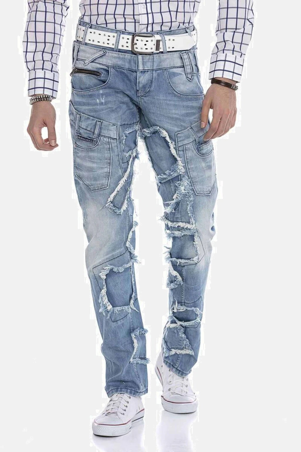 Cipo & Baxx Straight-Jeans "DENIM", bequeme Jeans im trendigen Patchwork-De günstig online kaufen