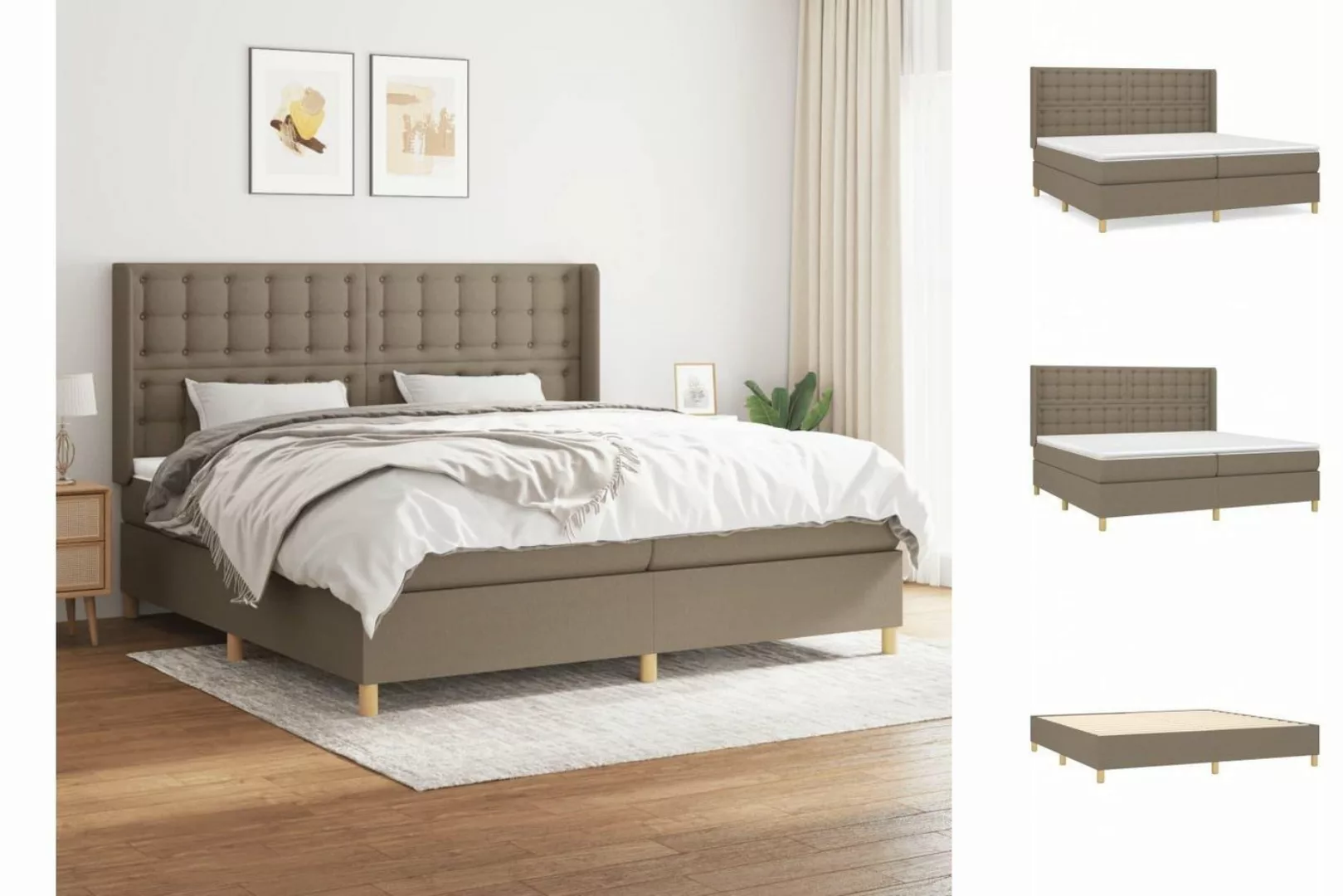 vidaXL Boxspringbett Boxspringbett mit Matratze Taupe 200x200 cm Stoff Bett günstig online kaufen