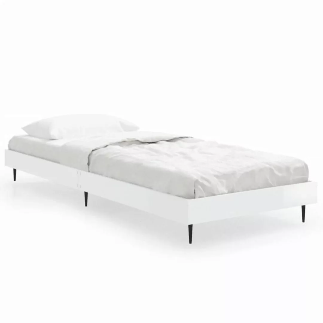 vidaXL Bett Bettgestell Hochglanz-Weiß 75x190 cm Holzwerkstoff günstig online kaufen