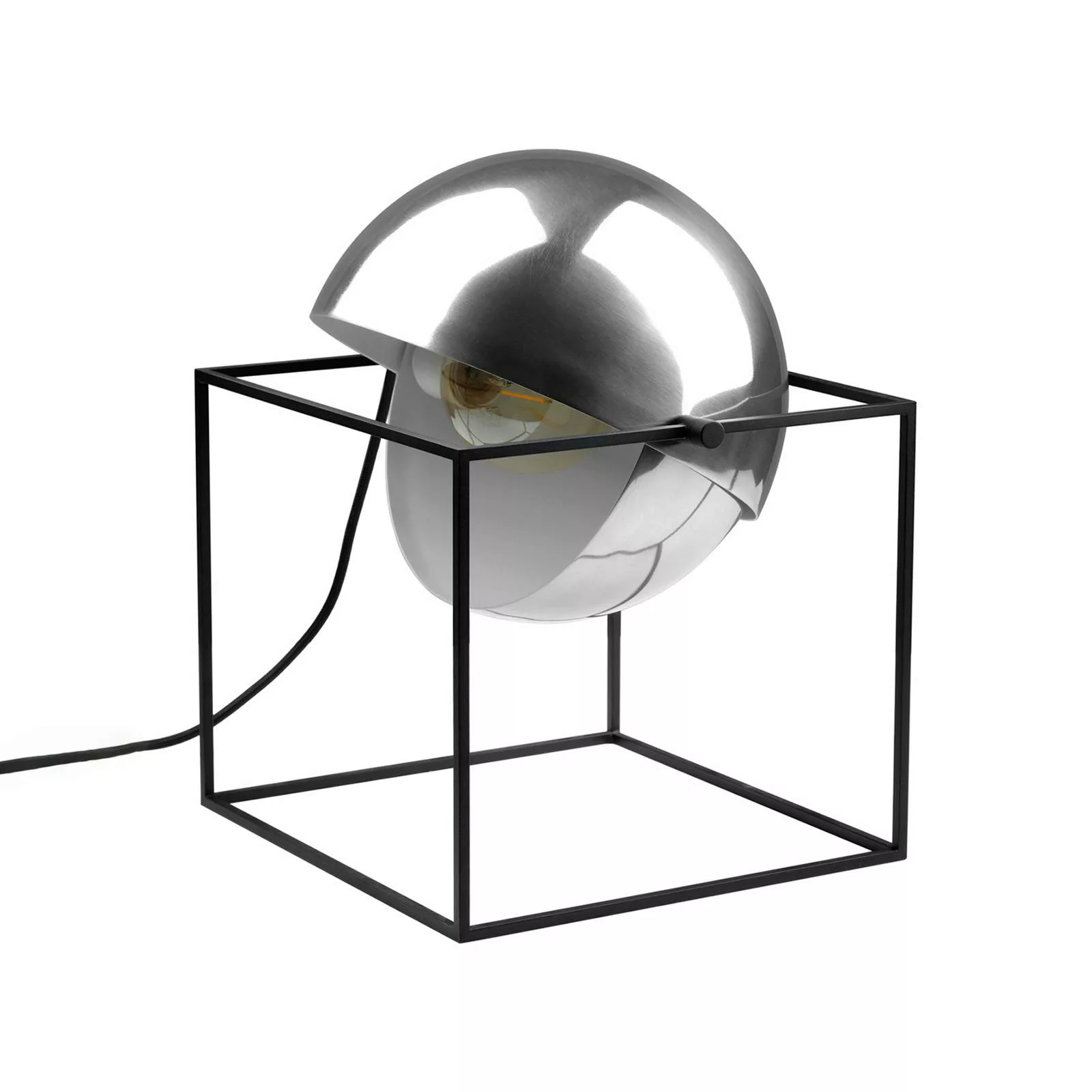Tischleuchte El Cubo mit Kugelschirm in Chrom günstig online kaufen