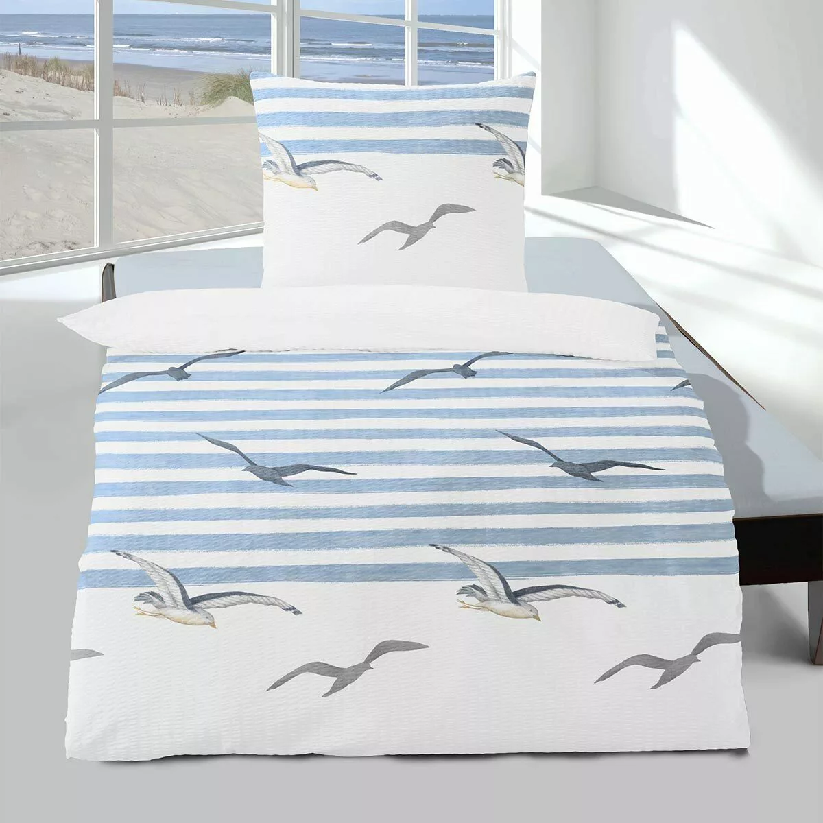 TRAUMSCHLAF Bettwäsche Möwen, Seersucker, 2 teilig, günstig online kaufen