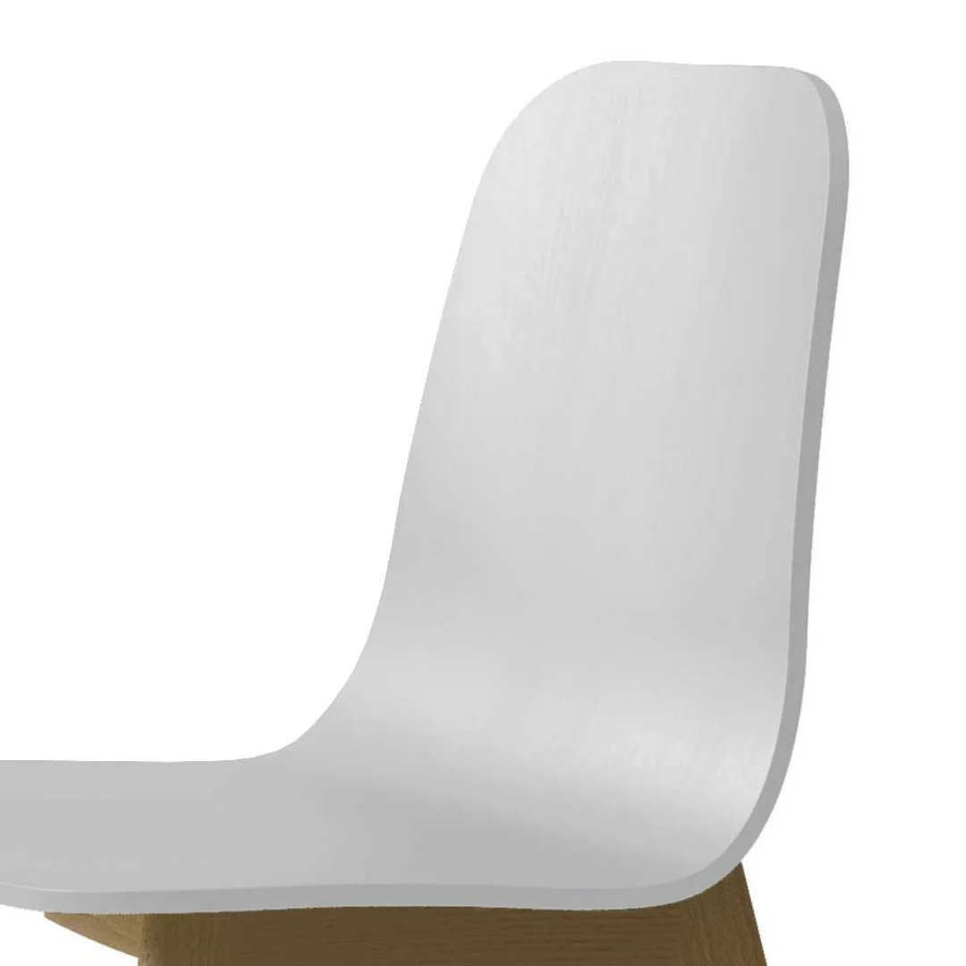 Kuechenstuhl in Weiß vier Stuhlbeinen in Buche dunkel günstig online kaufen