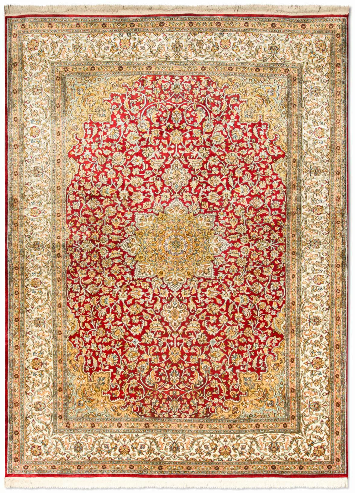 morgenland Teppich »Kaschmir Seide Teppich handgeknüpft rot«, rechteckig günstig online kaufen