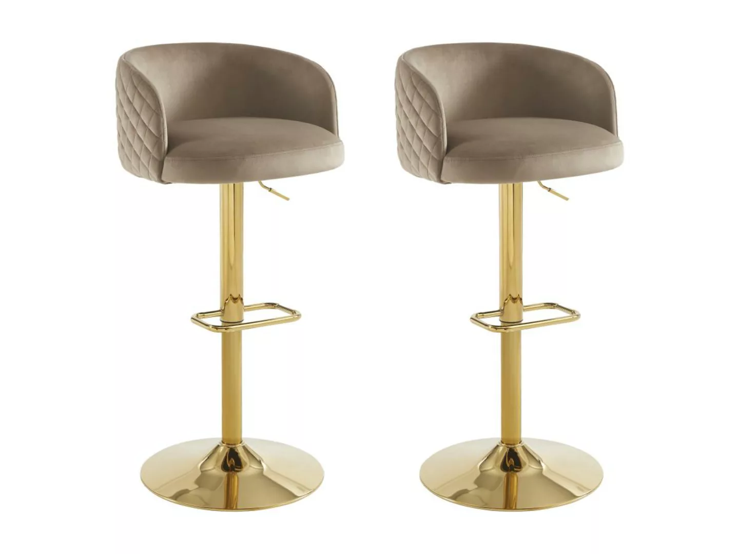 Barhocker 2er-Set höhenverstellbar - Samt & goldfarbenes Metall - Beige - P günstig online kaufen