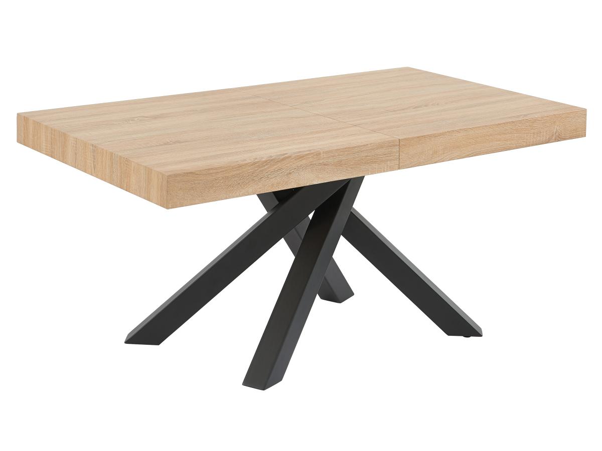 Esstisch ausziehbar - 6 bis 10 Personen - MDF & Metall - Naturfarben & Schw günstig online kaufen